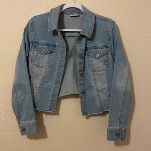 Light wash cropped denim jacket